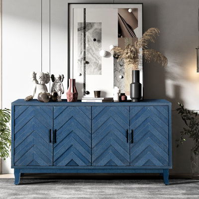 Armoire en bois 4 portes avec finition laquée et cadre de rangement polyvalent