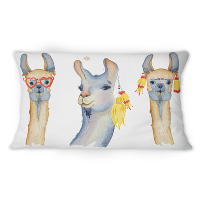 Joli dessin de lama mignon - coussin décoratif traditionnel imprimé 1