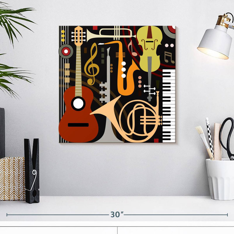 Abarca, instruments de musique abstraits, H 16 po x l 16 po