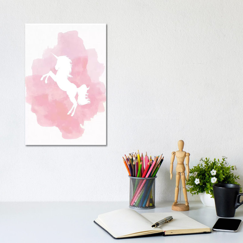 Unicorn Pink Watercolour by Pixy Paper - Wrapped Canvas Painting, 66.04 cm H x 45.72 cm W x 1.91 cm D