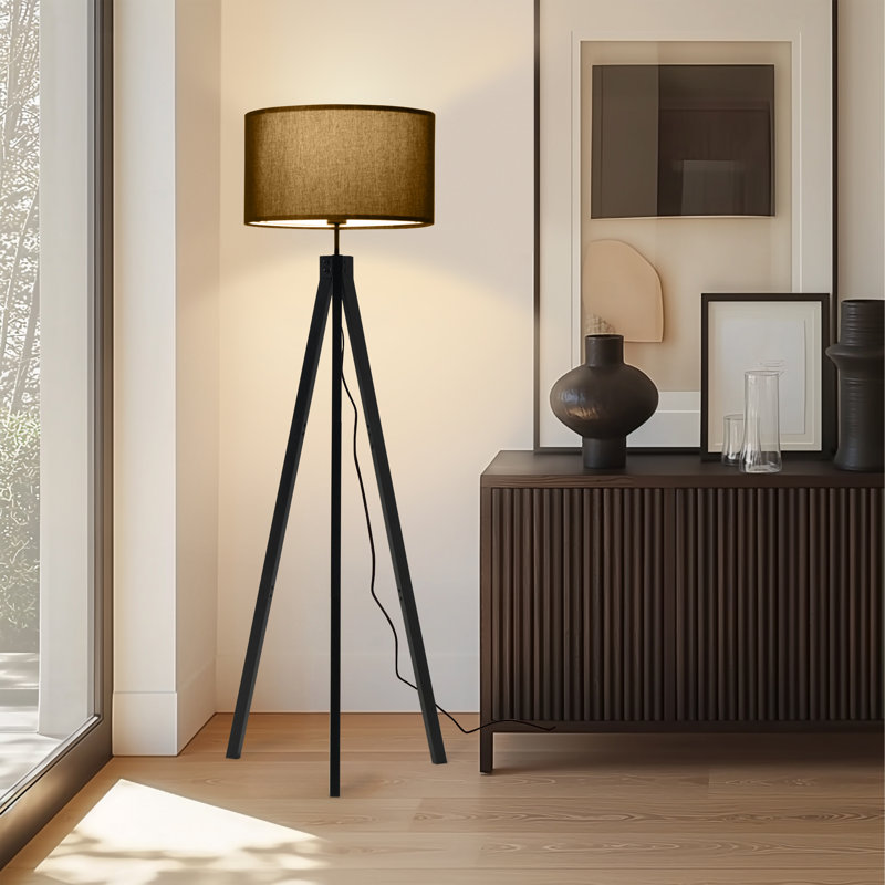 Black Tripod Floor Lamp with 3-Way Switch for Kids' Nursery