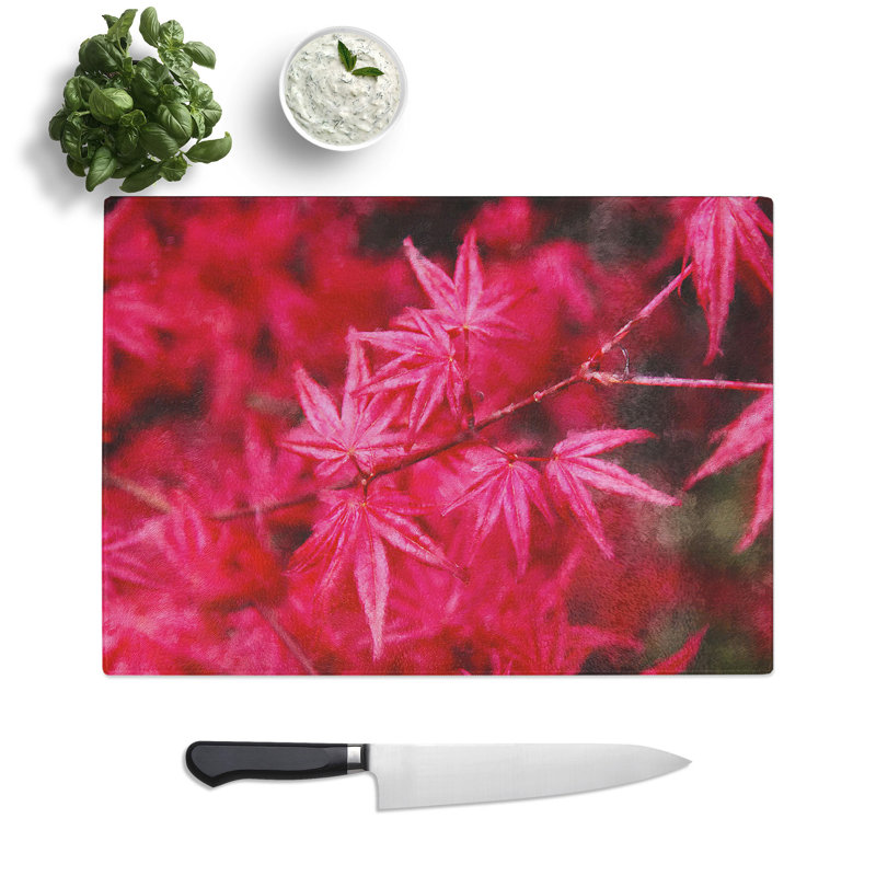 Japanese Maple Tree Painting Chopping Board, 0.4cm H x 28.5cm W x 39cm L