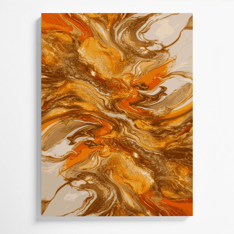 Abstrait art fluide sur toile brune 9, H 14 po x l 11 po