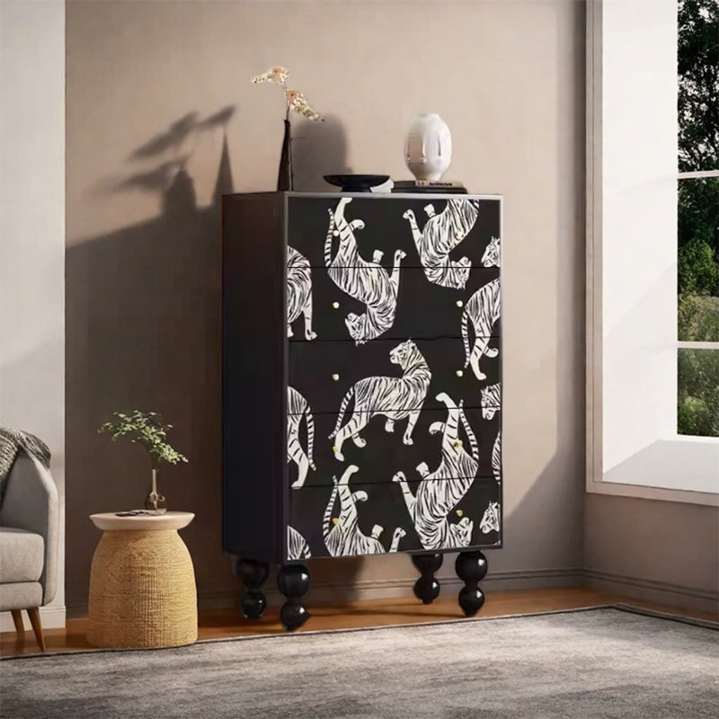 Armoire de rangement en bois massif avec tiroirs lisses