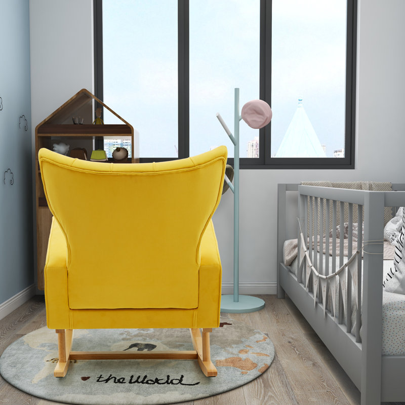 Chaise berçante Jahsun, Velours jaune