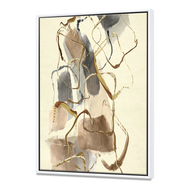 Gold Glam Squares VIII - reproduction d'art sur toile, H 46 po x l 36 po x P 1,5 po, Cadre flottant blanc