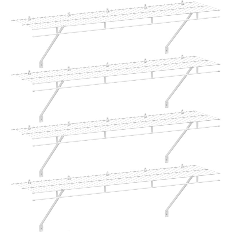 Tablettes murales pour placard 4 pièces, 4 pi x 12 po étagères murales blanches pour salle de lavage, garde-robe, rangement et rangement