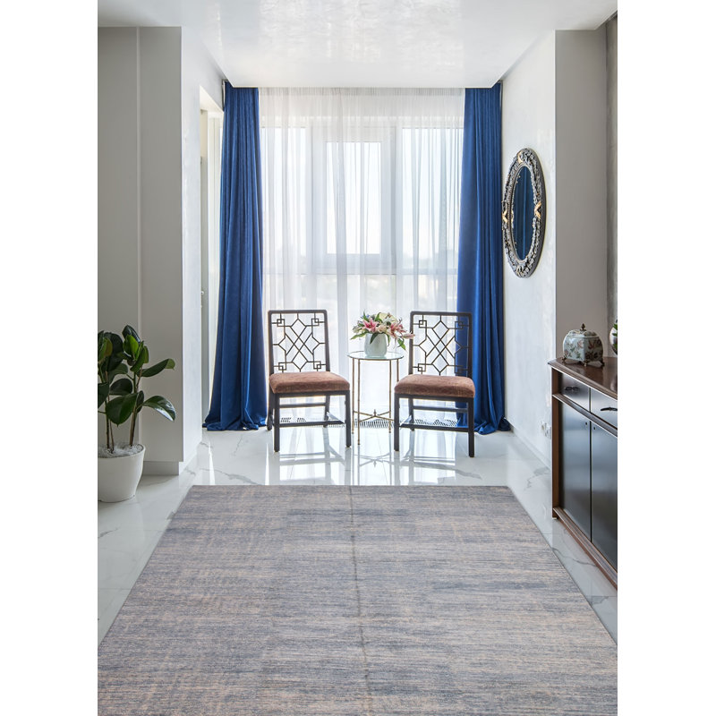 Tapis bleu Loreto noué à la main 11 pi 6 po x 17 pi 6 po