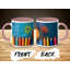 Kids Drawing Style 11oz Accent Mugs – Ceramic Coffee Cup with a Pink Handle and Interior