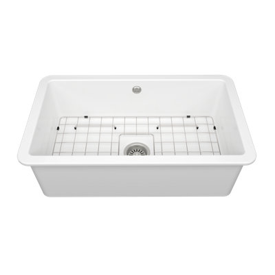 Sotto 32 1.0Bowl Ceramic Undermount Kitchen Sink, with Waste, Bottom Grid-813x480mm