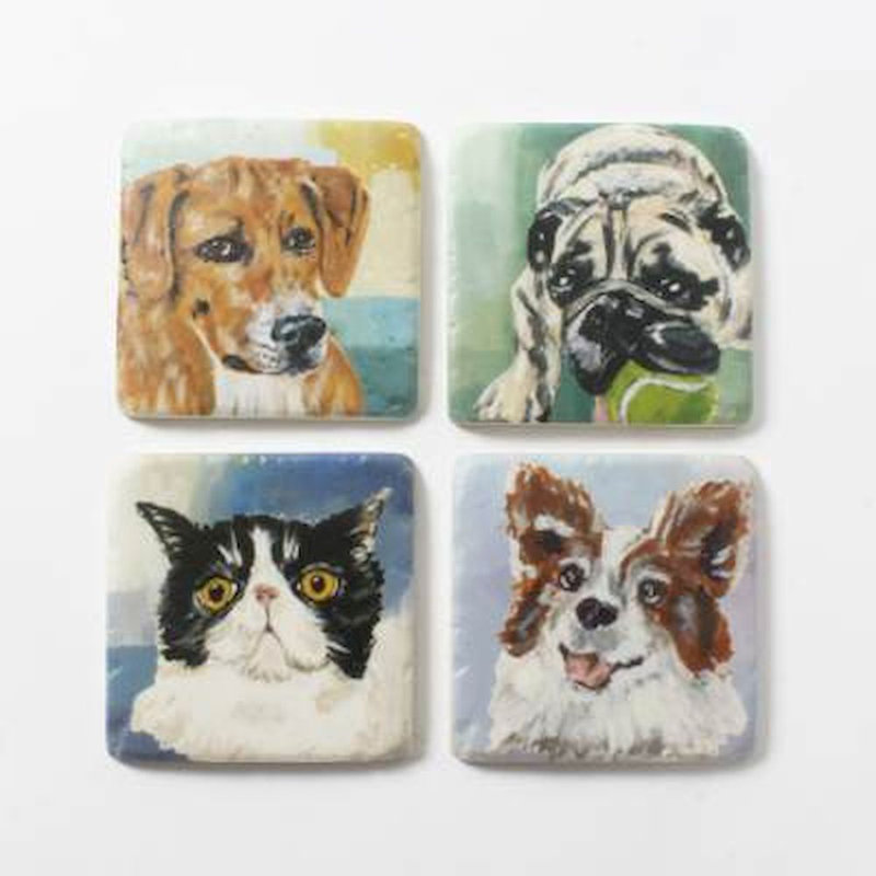 Ceramic Square 4 Piece Coaster Set