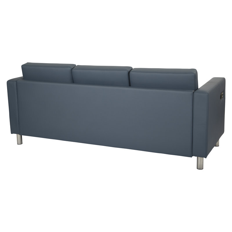 Procter 72.75'' Faux Leather Sofa, Blue Faux Leather