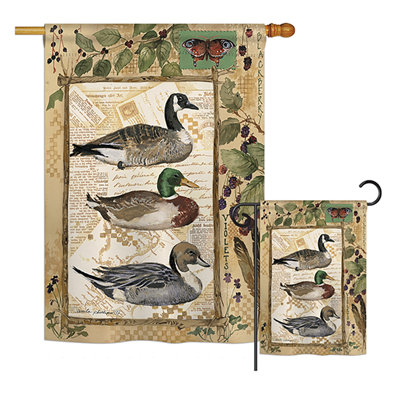 Canards et oies nature sauvage, polyester de 2 côtés 40 x 28 po ensemble de drapeau