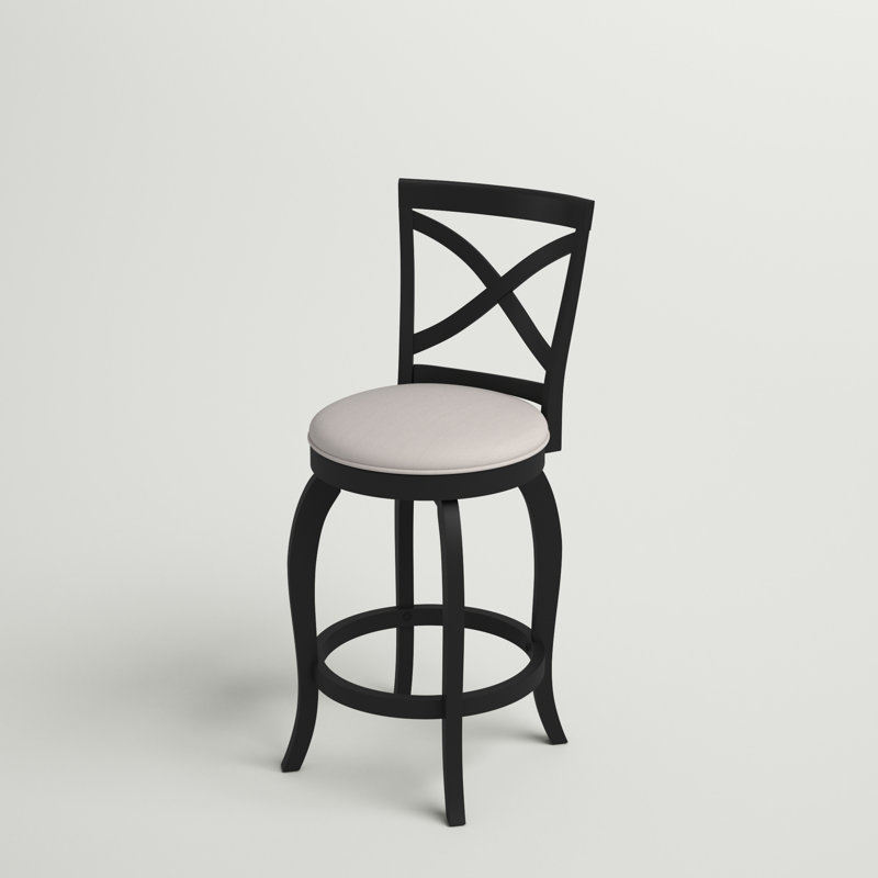 Brumback Swivel Upholstered Stool, Black, Counter Stool (25.25" Seat Height)
