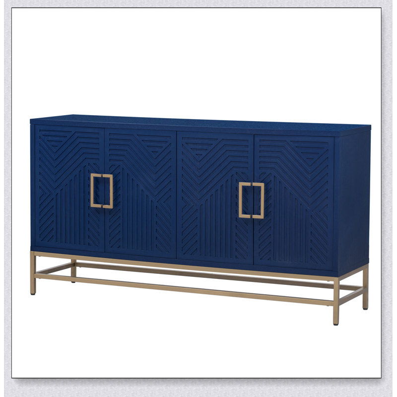 Buffet de style rétro avec tablettes réglables, poignées en métal et pieds pour un rangement et un décor polyvalents dans la cuisine, le salon et la salle à manger