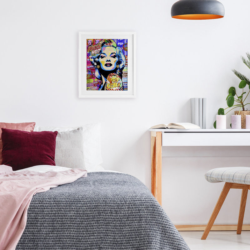 Marilyn Candy Pop, reproduction d'art encadrée sous verre, design par Jess Stempel, H 16 po x l 13 po, Cadre blanc côtier