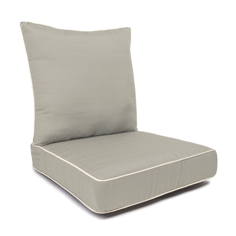 Corded Seat Cushion With Zipper Closure And Corded Back Cushion, With White Polyester Padded Fill., Sand