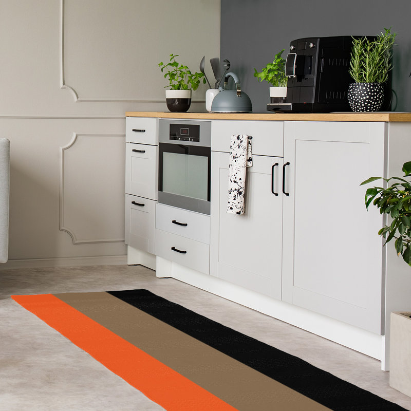 Tapis orange rayé/doré/noir San Francisco, Tapis de couloir 2 pi 6 po x 8 pi