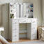 Grand ensemble de coiffeuse avec bureau de maquillage avec miroir à DEL et 7 tiroirs pour femmes, 3 modes d'éclairage, blanc