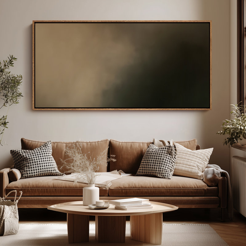 Très grand art mural rétro encadré pour art classique, H 30 po x l 60 po, Naturel