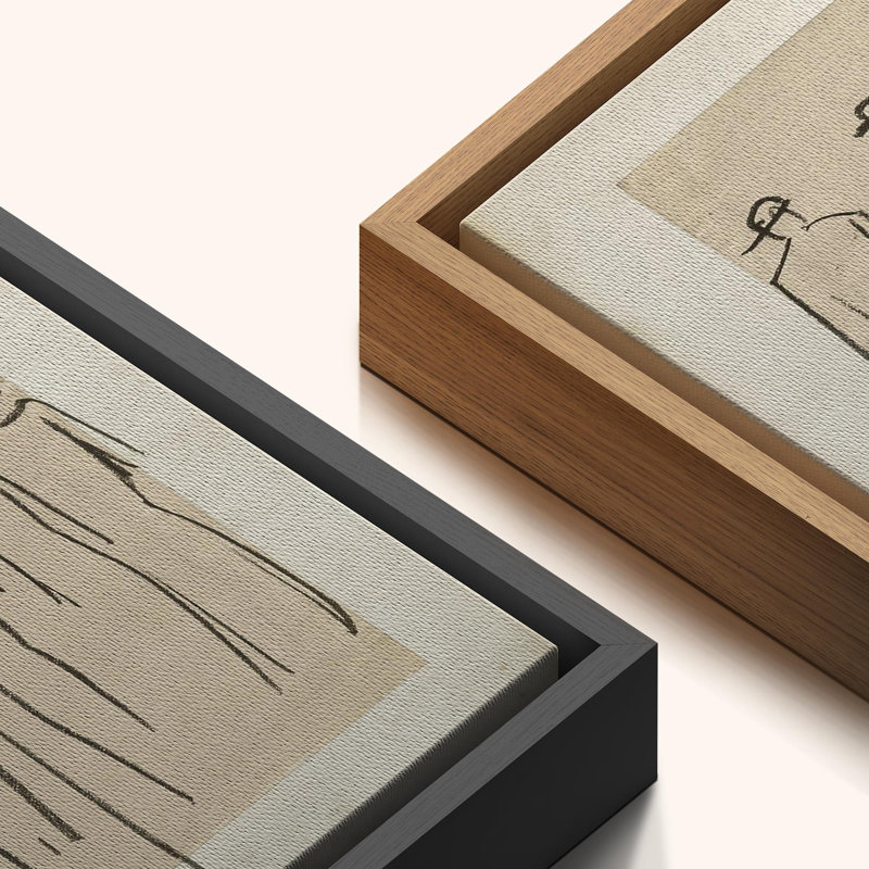 Œuvre d'art classique, croquis de figurine masculine rustique, ligne abstraite minimaliste rustique, art mural impression sur toile encadrée