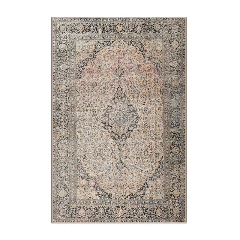 Tapis oriental en laine rose / gris Oriental, Rectangle 3 pi x 5 pi