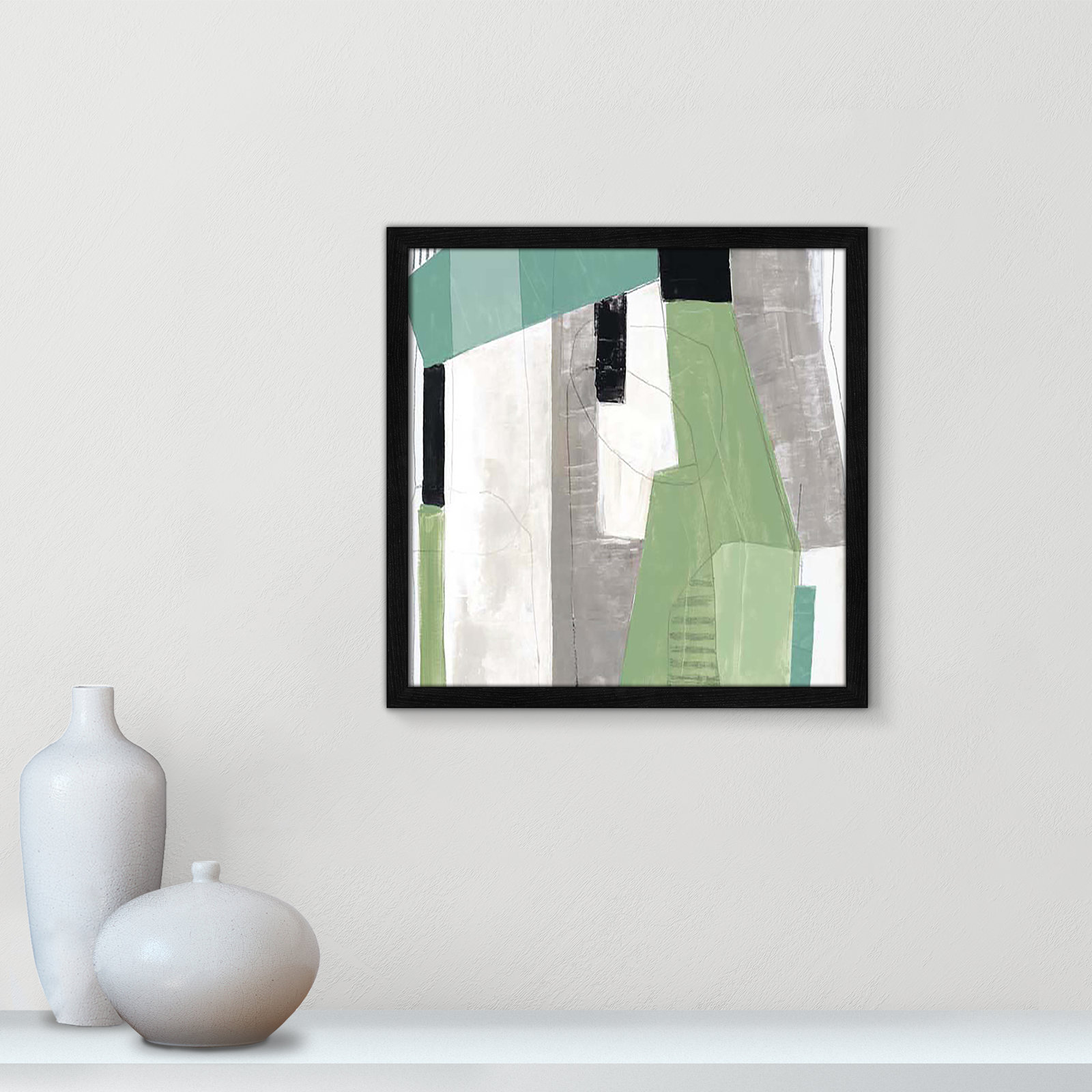 Evergreen Essence I by Tom Reeves, Black Slim Framed, 17" H x 17" W x 1.25" D