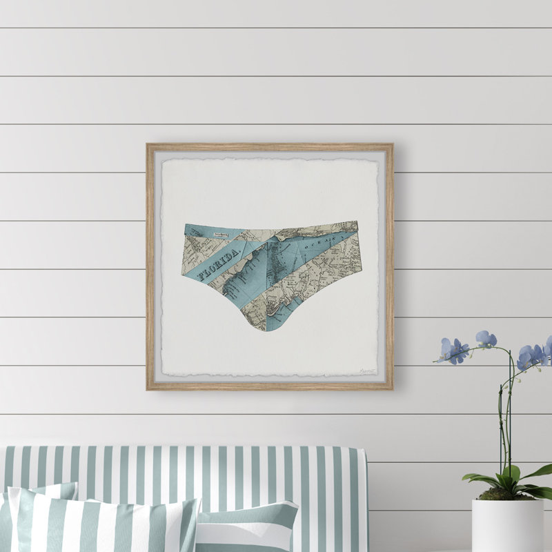 " Florida Swimming Trunks " Print, 12" H x 12" W x 1.5" D