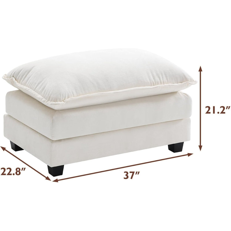 George Chenille Rectangle Ottoman, Beige