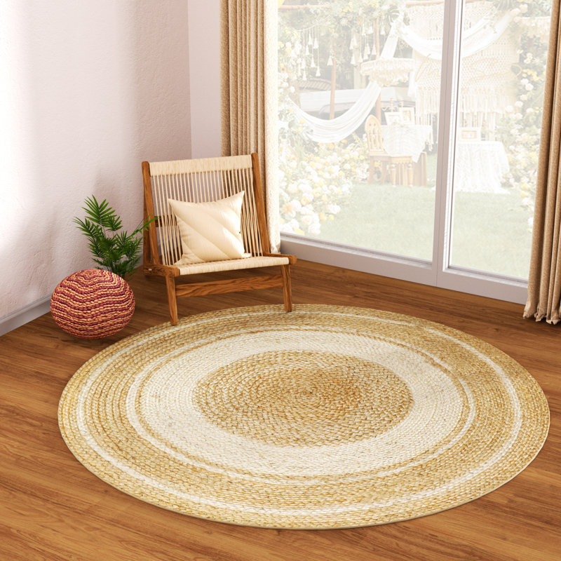 Tapis en jute tressé à la main Kayleigh , Rond 7 pi