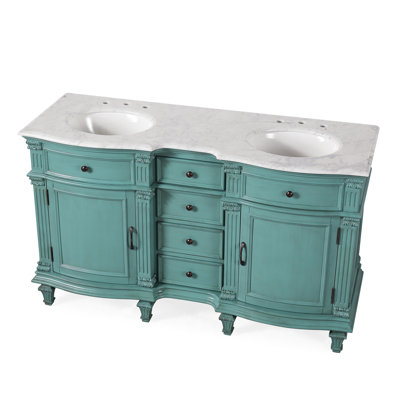 Ojeda 60'' Double Bathroom Vanity with Carrara Marble Top