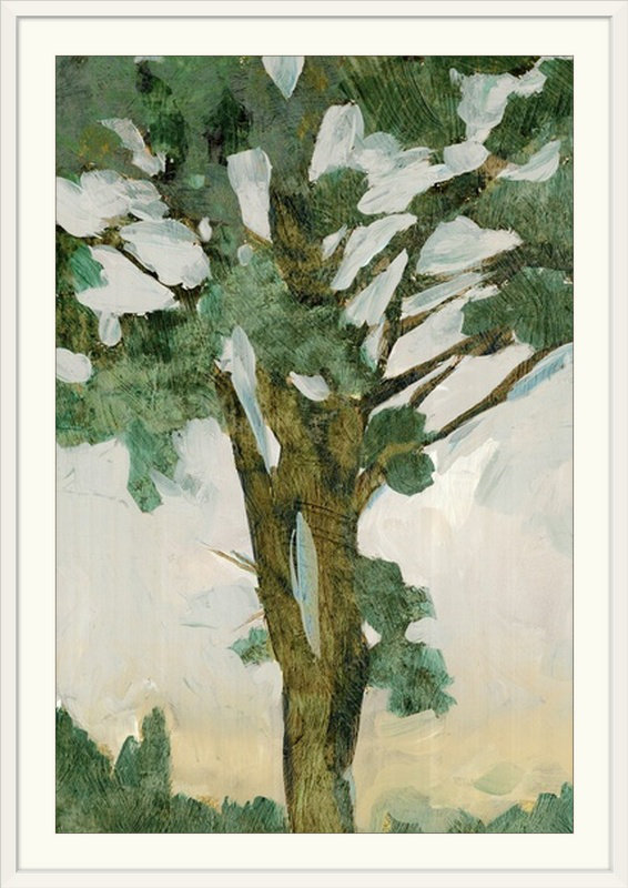 «Tree Line I» par PI Galerie, reproduction d'art, Cadre blanc, H 26 po x l 20 po x P 1 po
