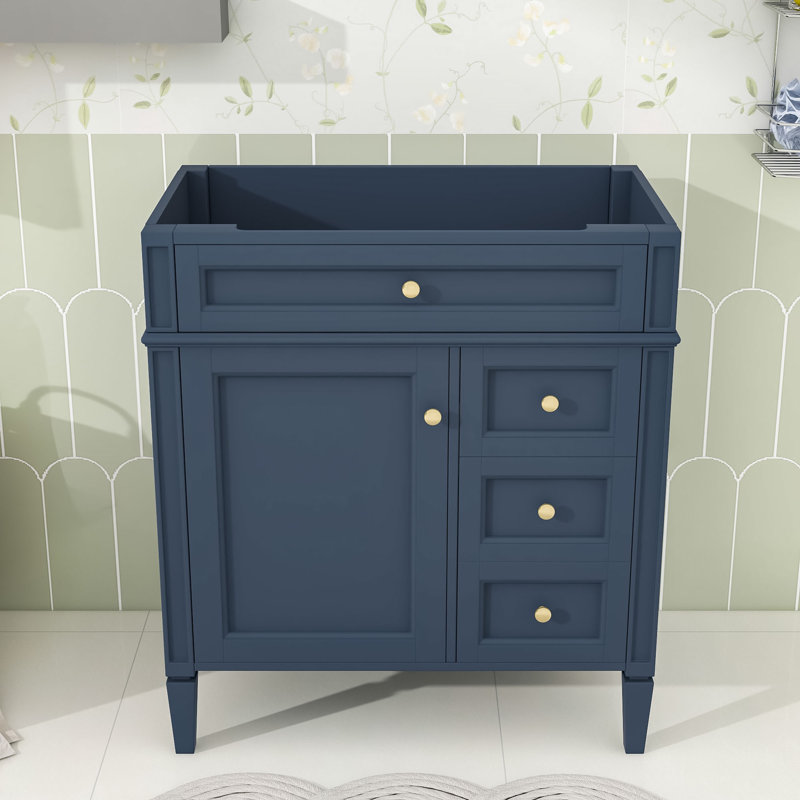 Meuble-lavabo robuste offrant de nombreux espaces de rangement, avec organiseur de porte, Bleu