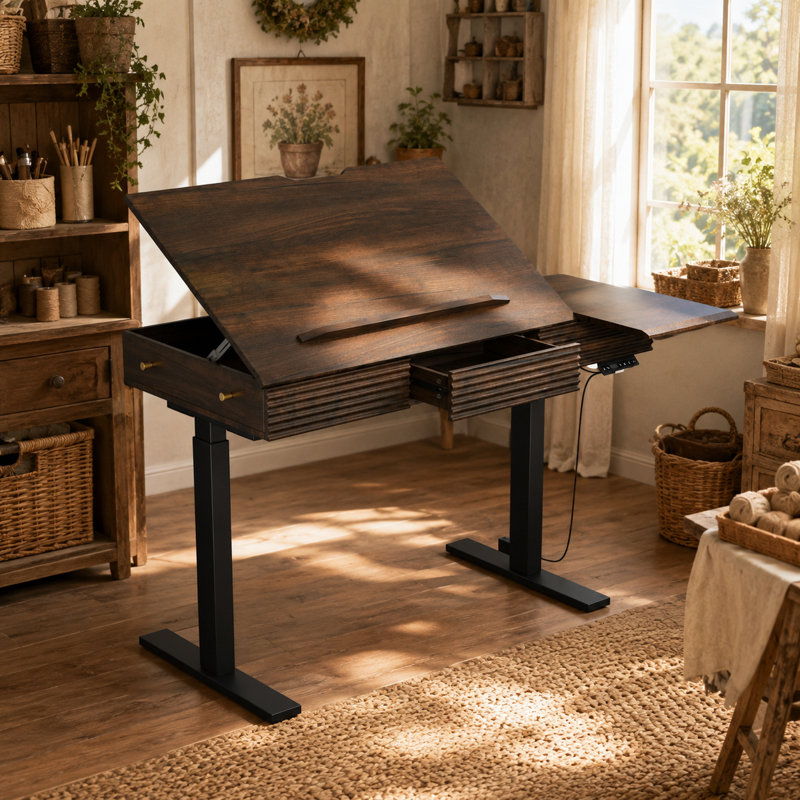 Table de bricolage électrique à hauteur réglable avec rangement