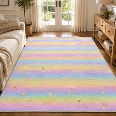 1Pièce galaxie pastel - tapis doux en tissu doux imprimé, lavable et facile à nettoyer, grand tapis mince, envers antidérapant, convient au salon, à la chambre à coucher, à la cuisine, au bureau et à l'intérieur pour la maison
