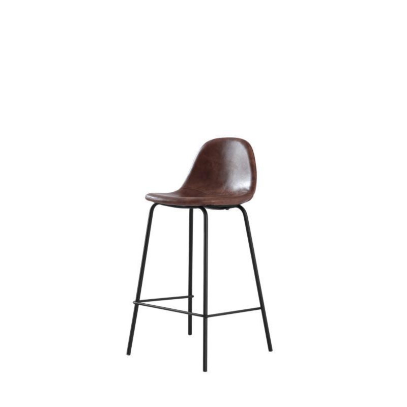 Joshveer Upholstered Counter Stool with Metal Frame, Brown