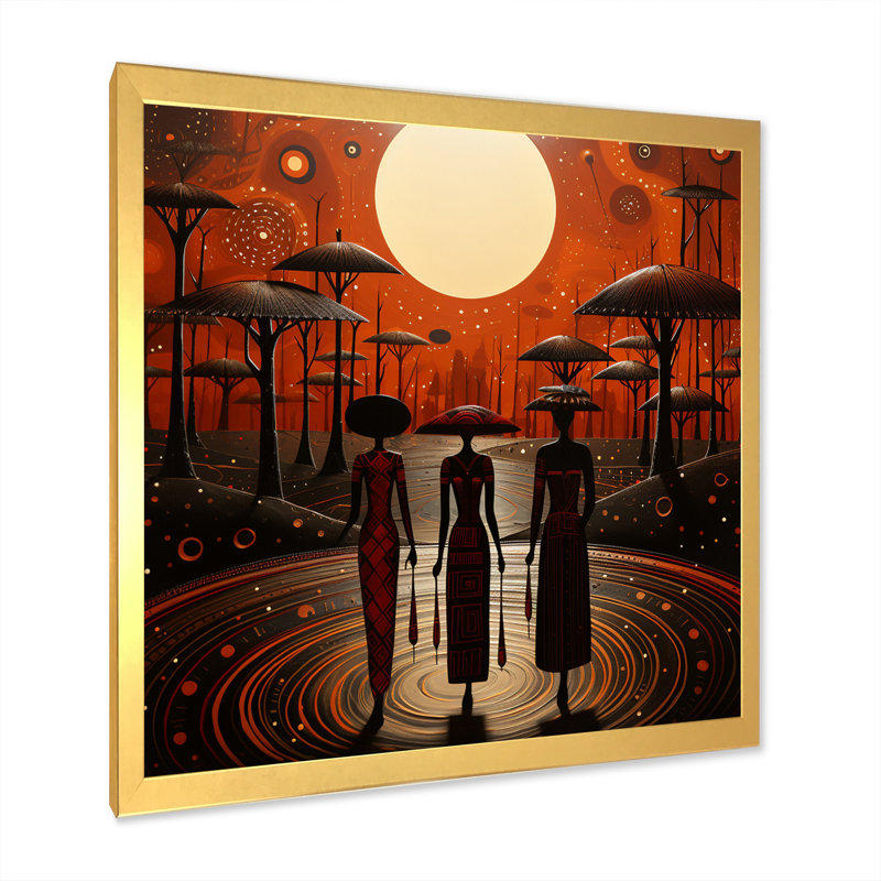 Tribus d'Afrique, Traditions anciennes VI sur toile, H 36 po x l 36 po x P 1,5 po, Cadre doré à une seule photo