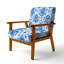 Chaise rembourrée Coastal - Fauteuil Blue Toile-1437635009