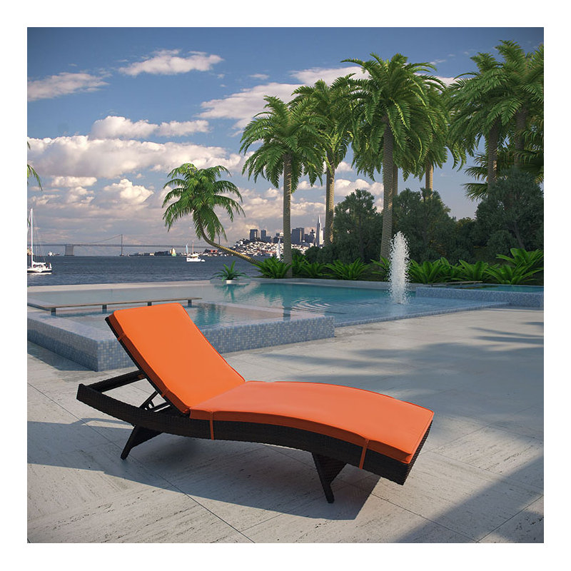 Peer Outdoor Patio Chaise, Espresso, Orange