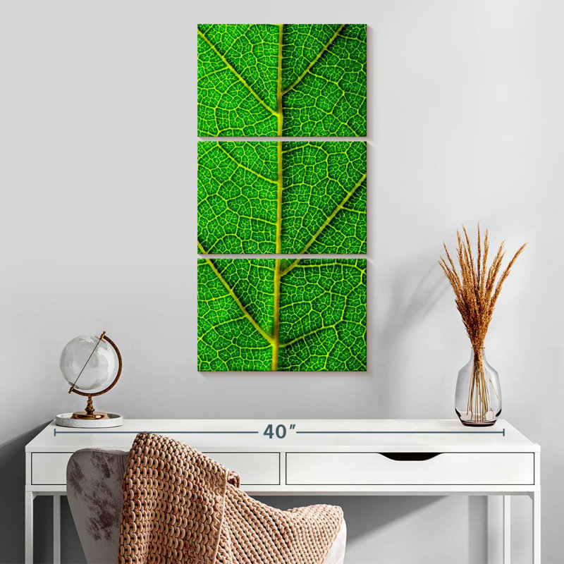 Feuille verte, H 32 po x l 15 po