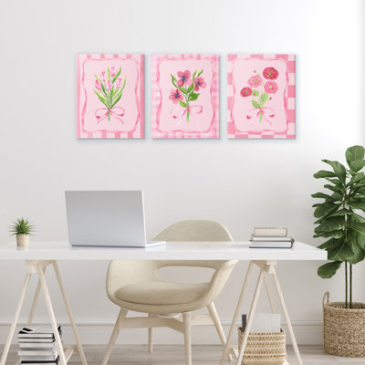 Ensemble de 3 jolies fleurs à jolies bordures, par Nina Jacobs