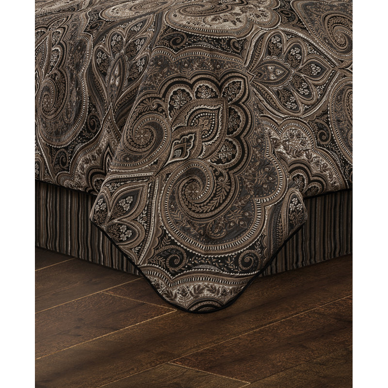 Queen Black Microfiber 4-Piece Comforter Bedding Set