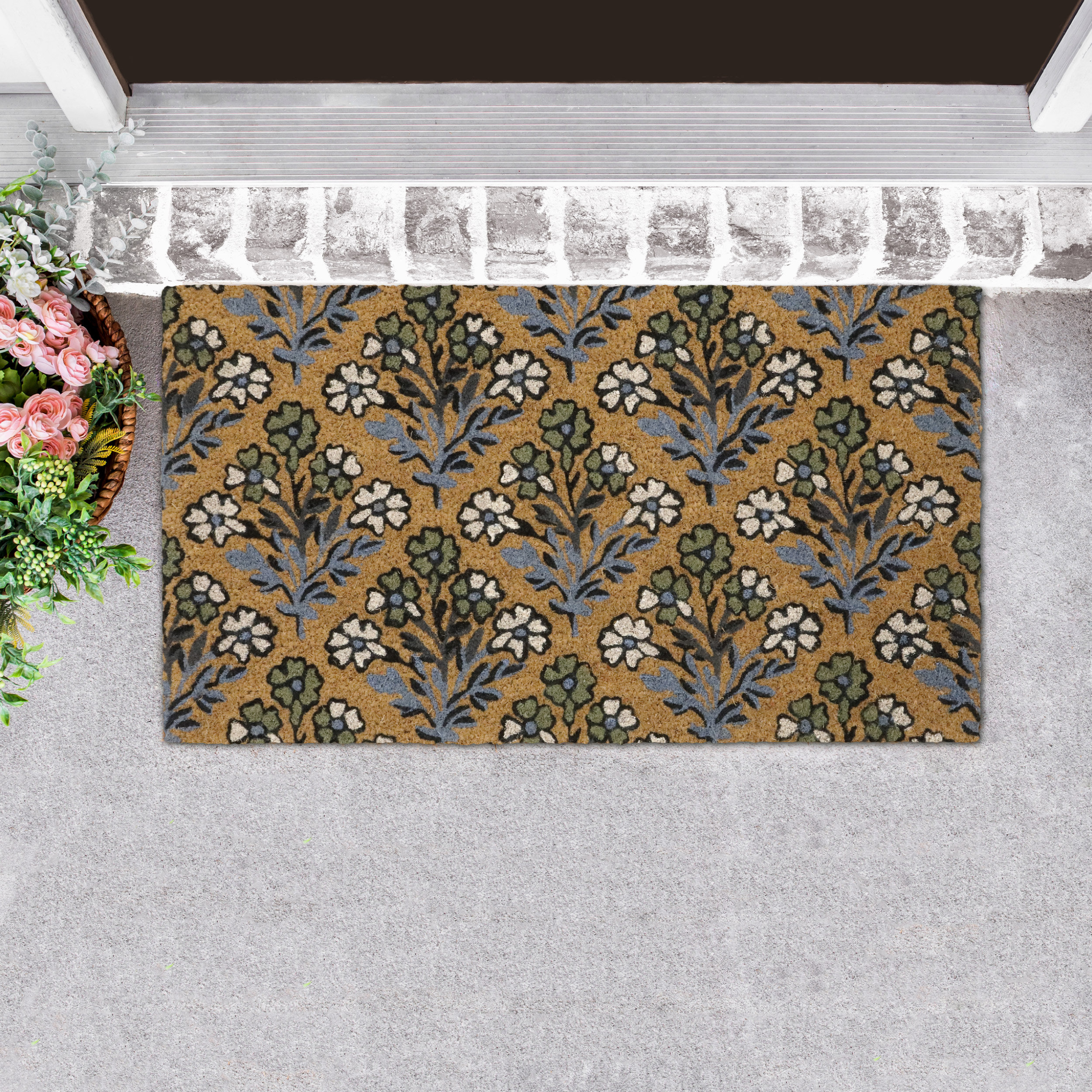 Laura Ashley Pettywell Bouquet Coir Doormats / NonSlip Outdoor Rugs