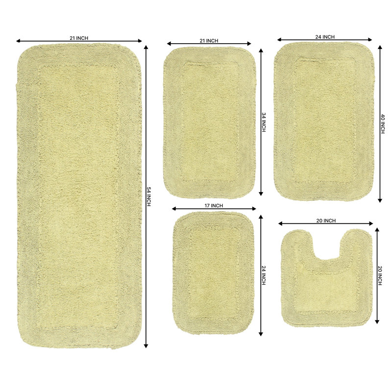 Brunton Collection 100% Cotton Bath Rugs (Set of 5), Green