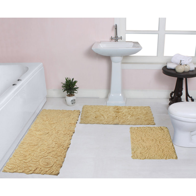 Tapis de bain 100% coton Schoenberger (ensemble de 3), Jaune