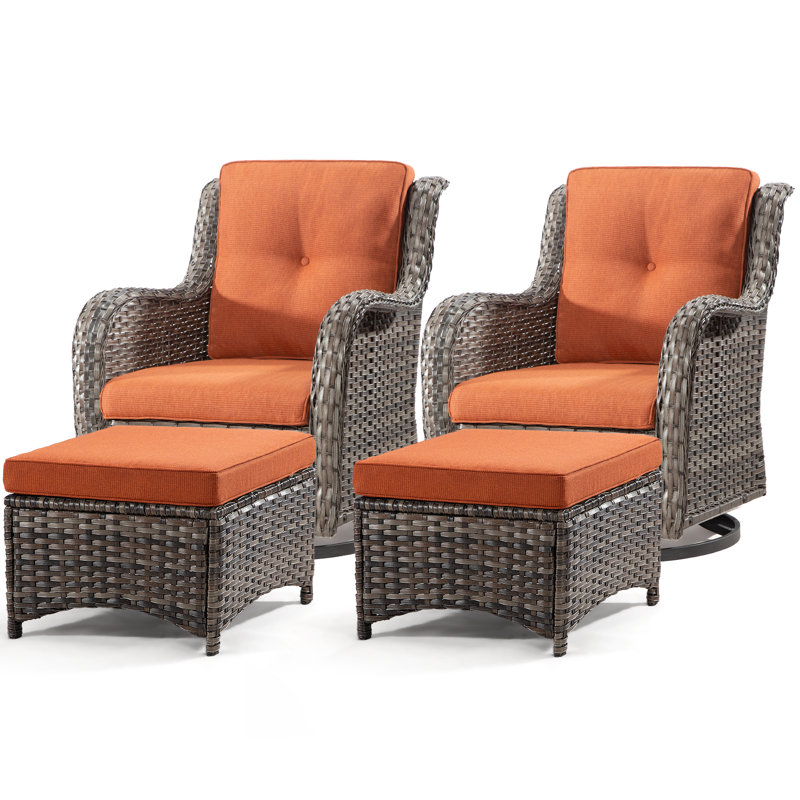 Anahit 4-Piece Outdoor Seating Group with Cushions, Orange