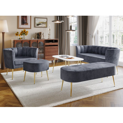 5 - Piece Velvet Living Room Set