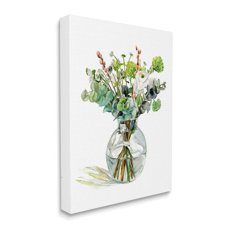 Pot floral en verre aquarelle, H 30 po x l 24 po x P 1,5 po, Toile tendue