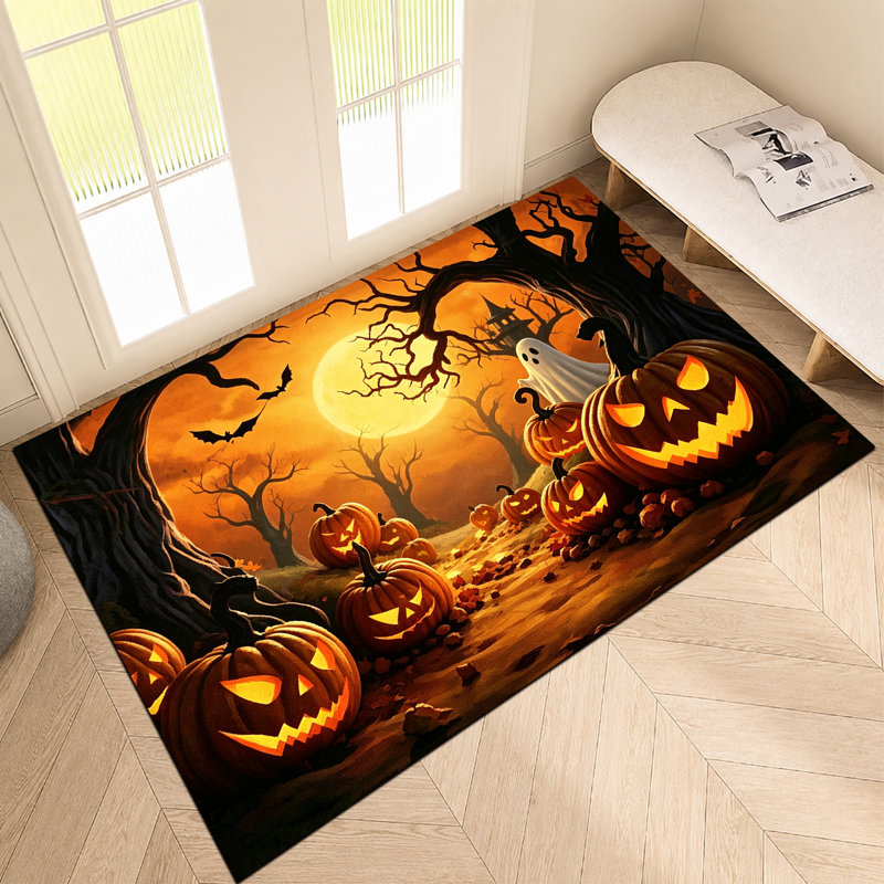 Tapis de porte imprimé Halloween, tapis antidérapant intérieur et extérieur pour porte d'entrée et porche, Halloween 9