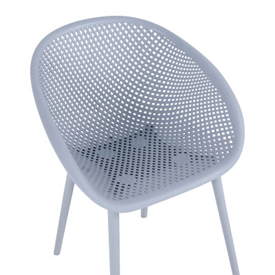 Modern All-Weather PP Plastic Armchair With Mesh Hollow-Out, Indoor/Outdoor (Set of 2)